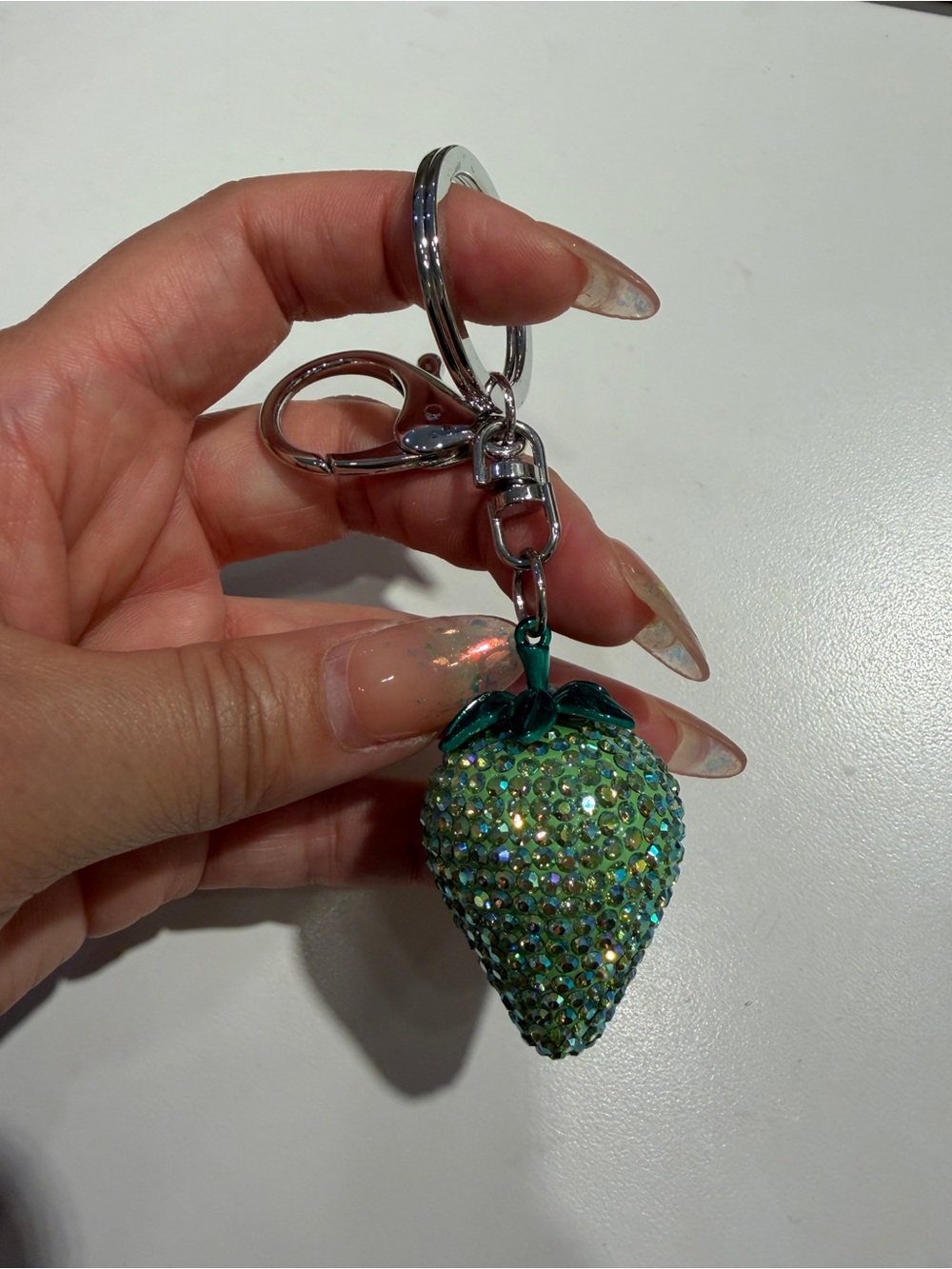 Green cubic Strawberry Handbag decor charm / Keychain